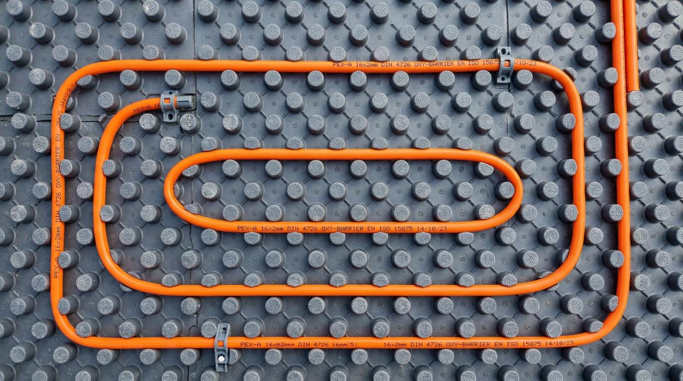 Noppenplaten vloerverwarming systeem