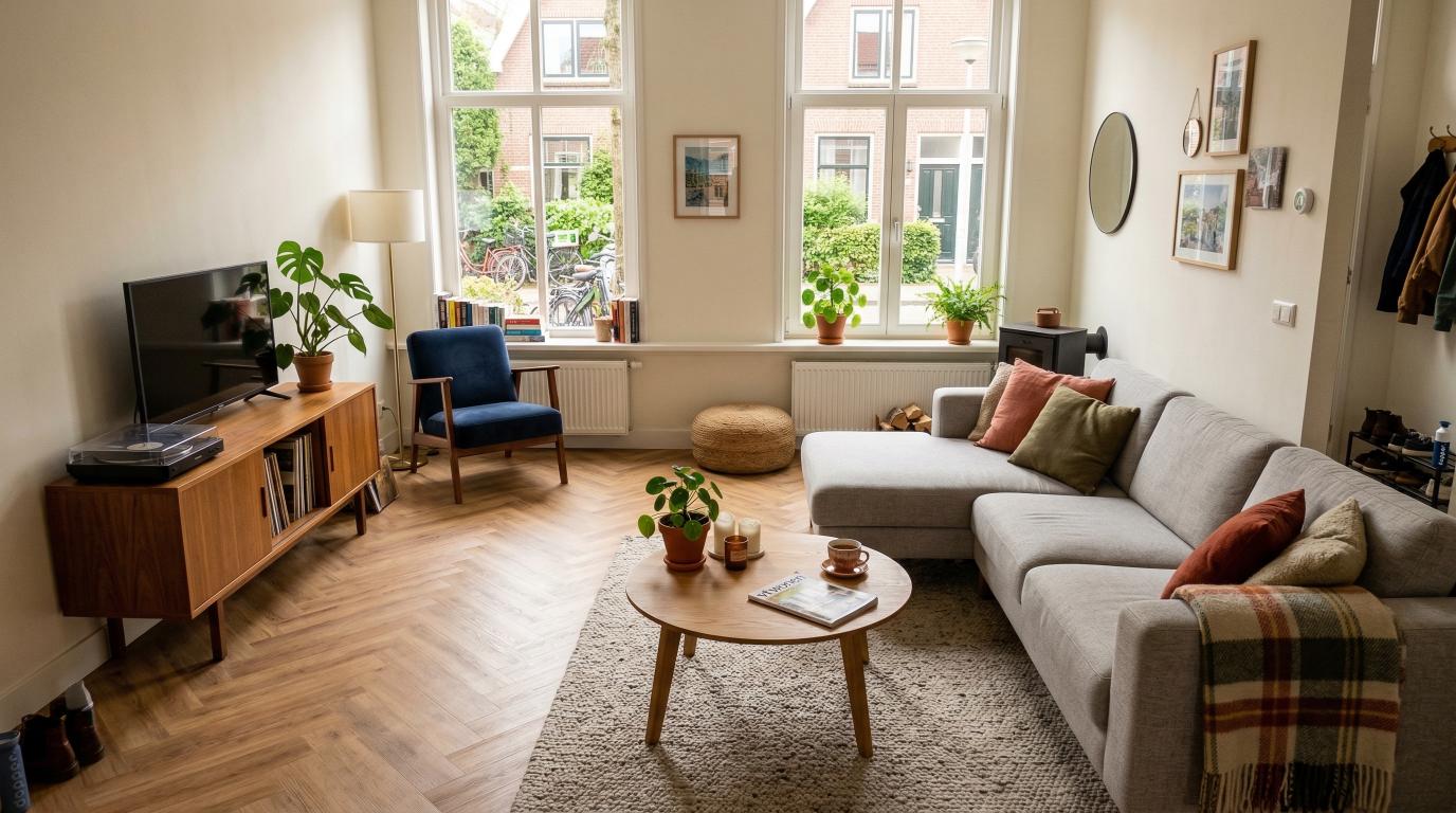 PVC vloer met vloerverwarming in woonkamer