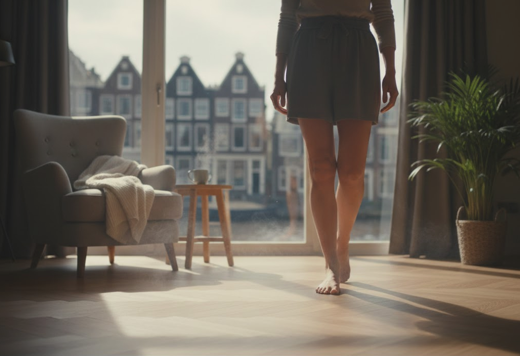 Familie geniet van comfortabele vloerverwarming